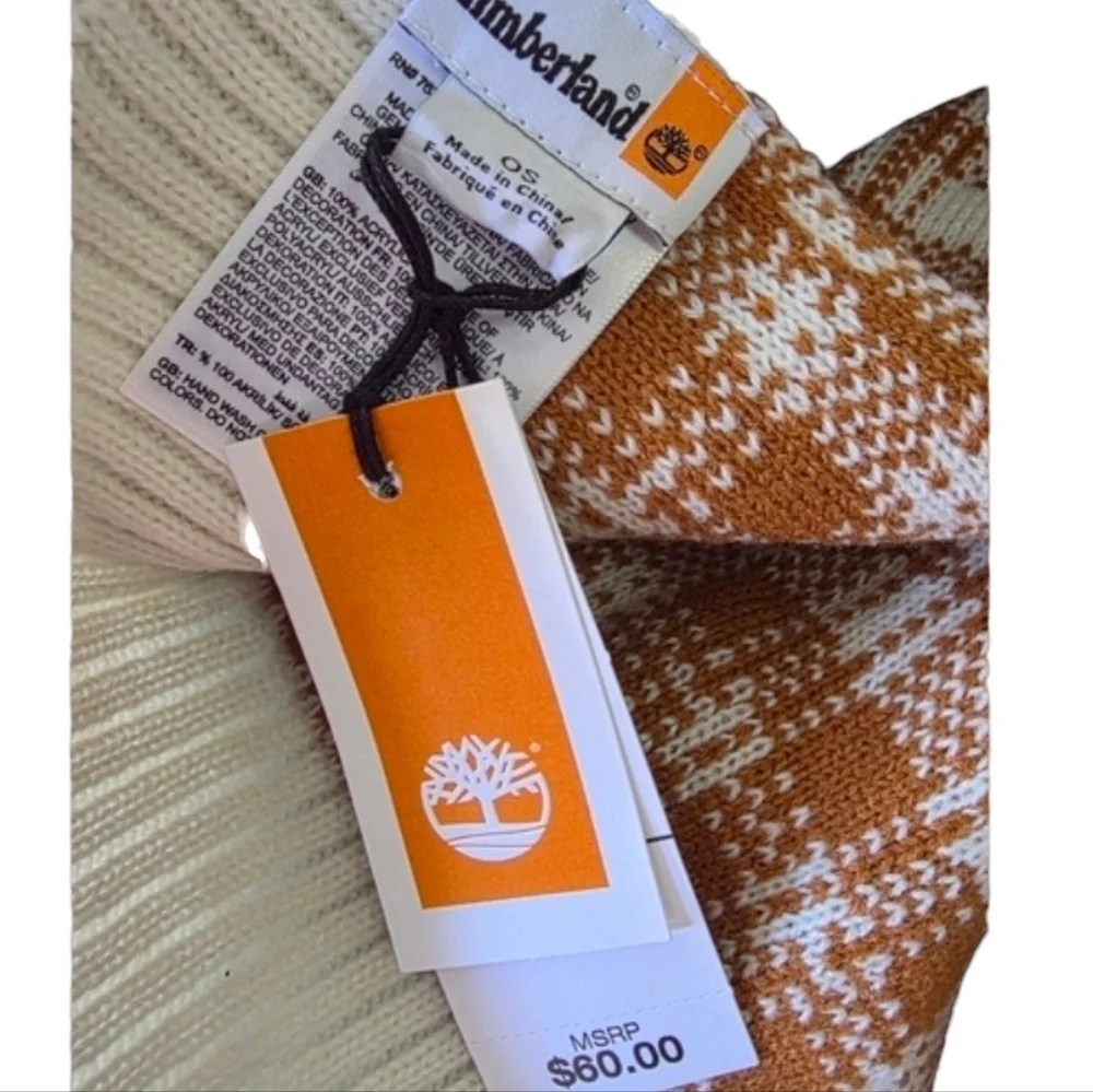 Timberland NWT Brown and Cream Scarf